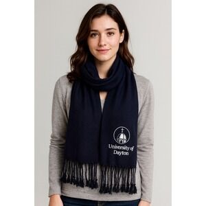 University of Dayton Scarf NWT | 60"x10" Navy Bamboo Fringed | Wolfmark